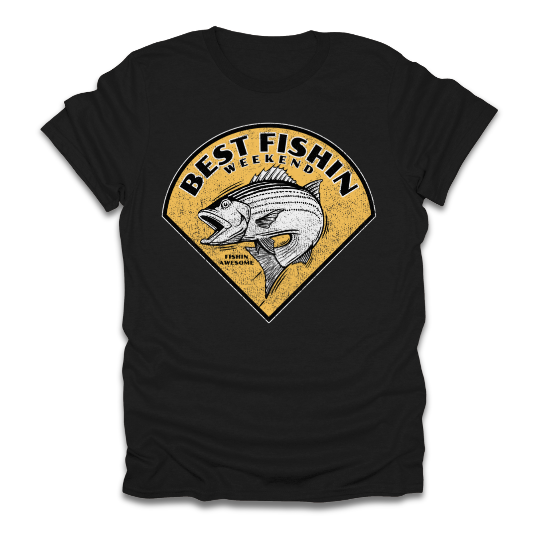 Best Fishin Weekend Striped Bass Yellow T-Shirt