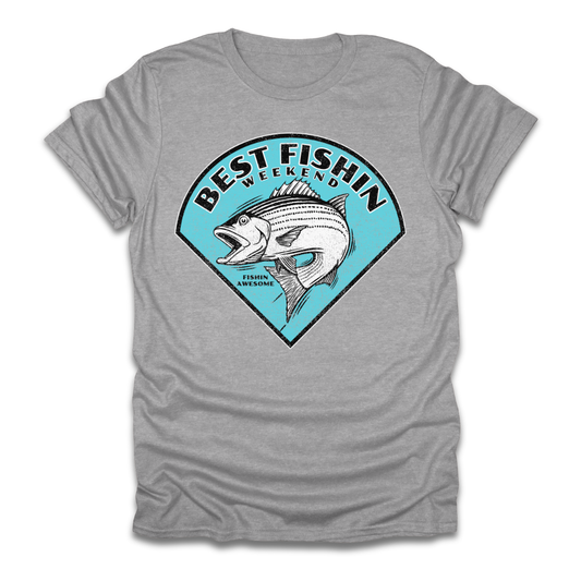 Best Fishin Weekend Striped Bass Blue T-Shirt