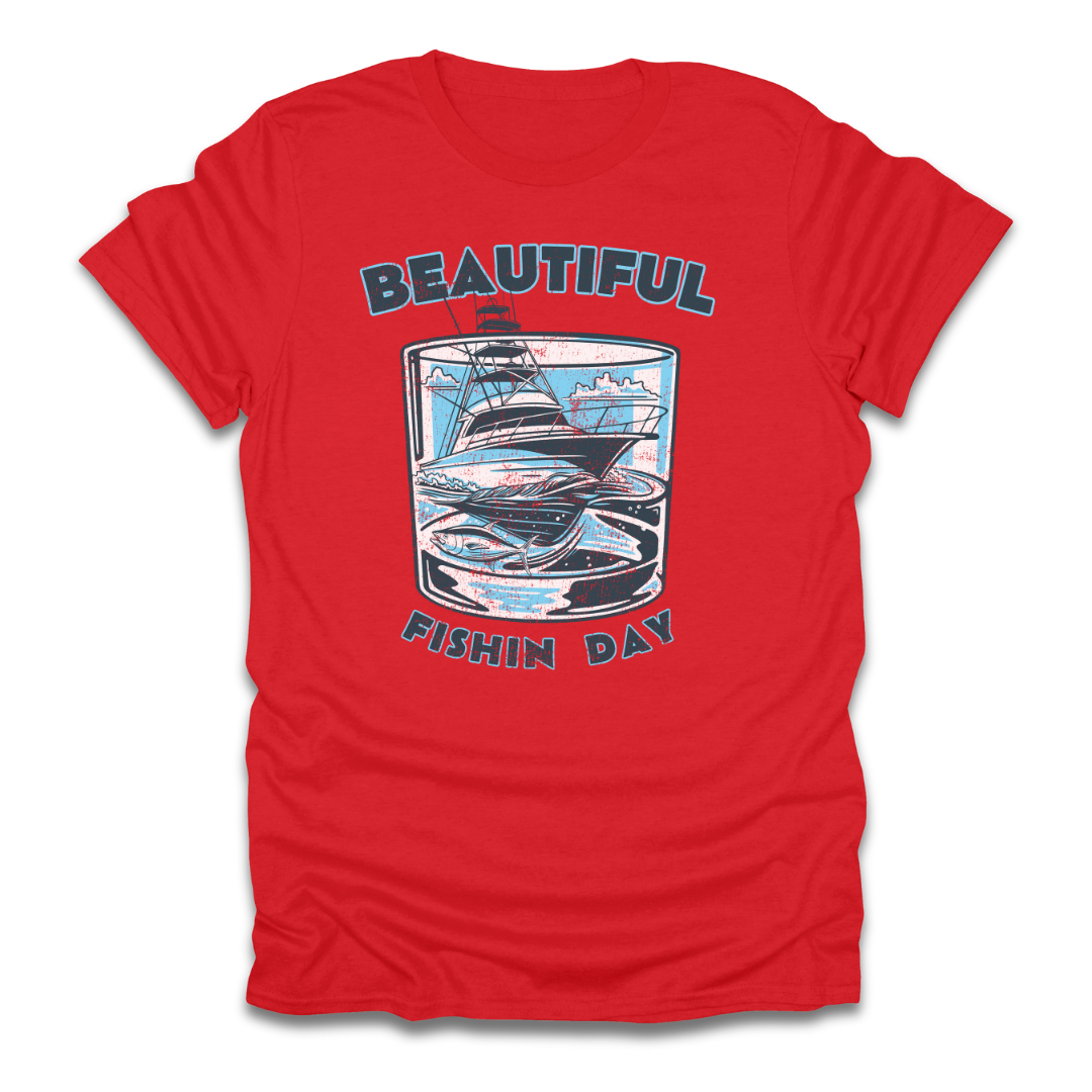 Beautiful Fishin Day Glass Boat T-Shirt