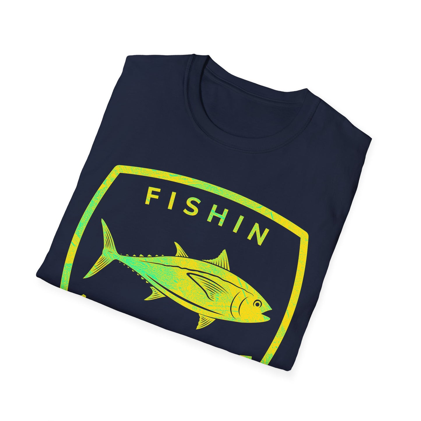 Fishin Awesome Yellow Green Tuna Stamp T-Shirt