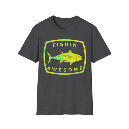 Fishin Awesome Yellow Green Tuna Stamp T-Shirt