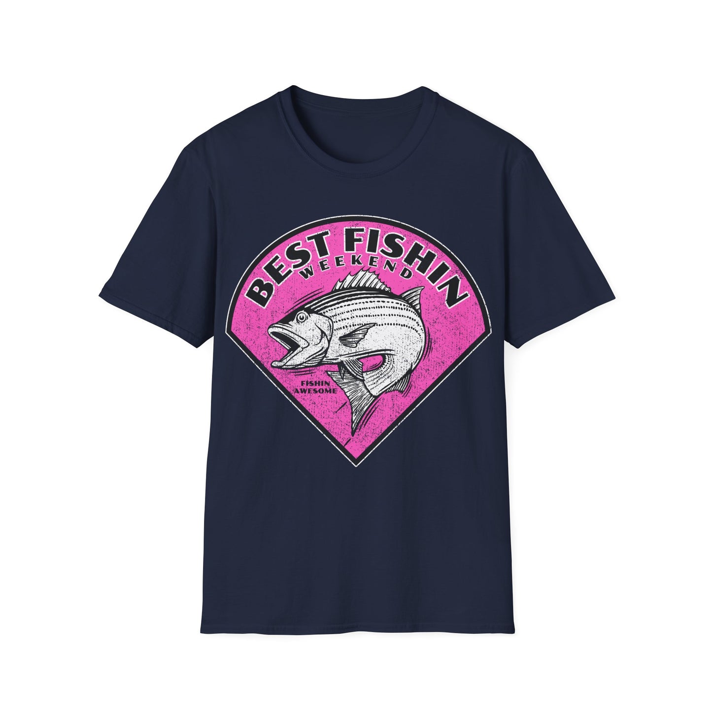 Best Fishin Weekend Striped Bass Pink T-Shirt