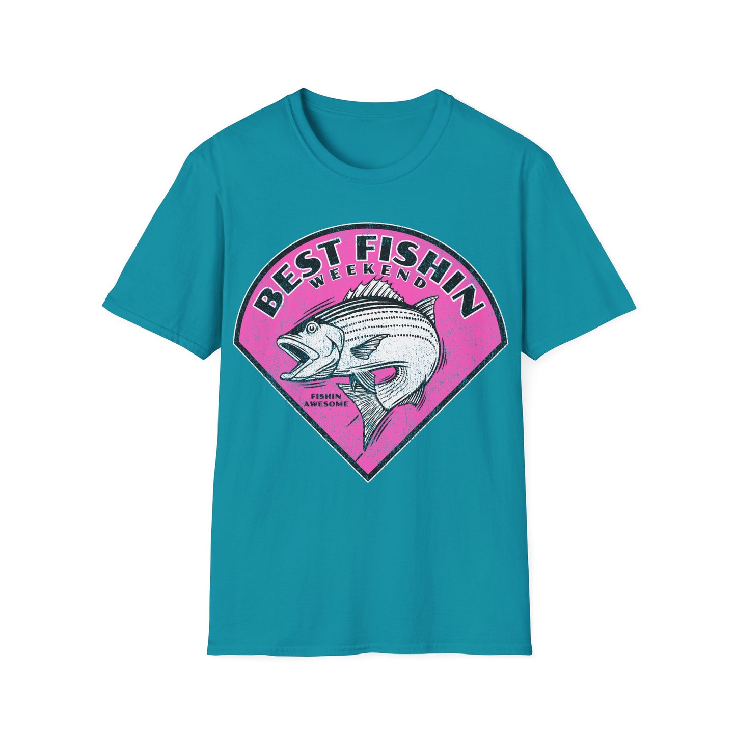 Best Fishin Weekend Striped Bass Pink T-Shirt