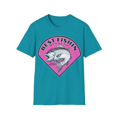 Best Fishin Weekend Striped Bass Pink T-Shirt