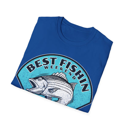 Best Fishin Weekend Striped Bass Blue T-Shirt