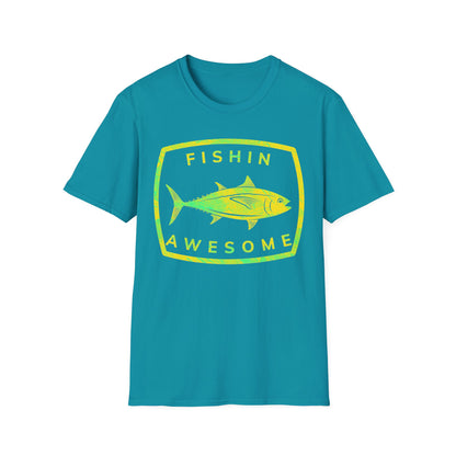 Fishin Awesome Yellow Green Tuna Stamp T-Shirt