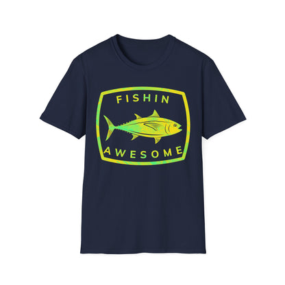 Fishin Awesome Yellow Green Tuna Stamp T-Shirt