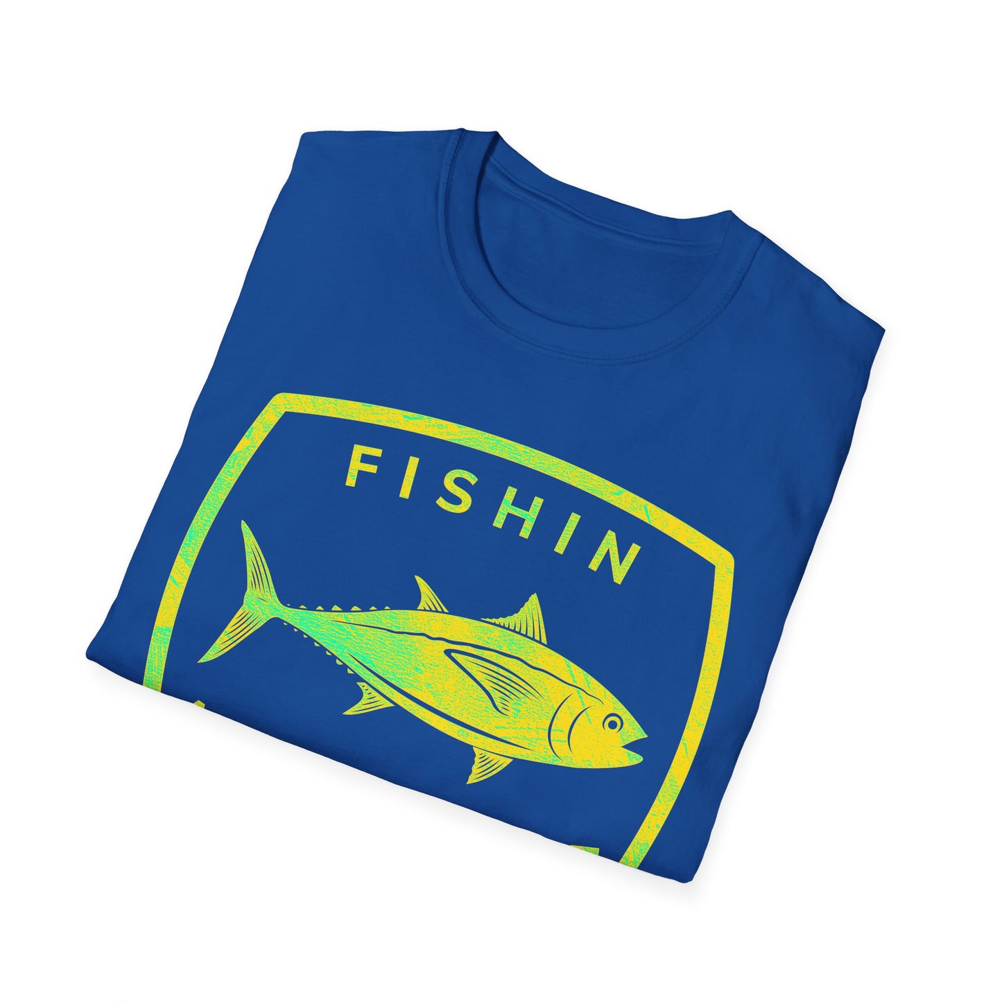 Fishin Awesome Yellow Green Tuna Stamp T-Shirt