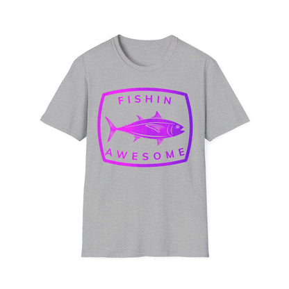 Fishin Awesome Pink Purple Tuna Stamp T-Shirt