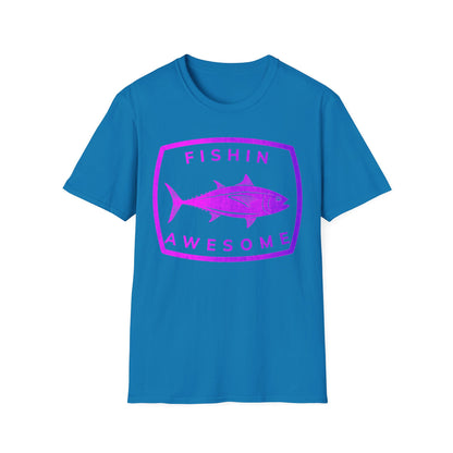 Fishin Awesome Pink Purple Tuna Stamp T-Shirt