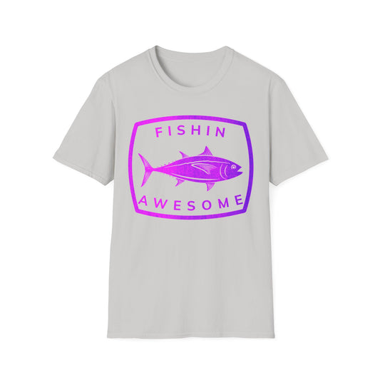 Fishin Awesome Pink Purple Tuna Stamp T-Shirt