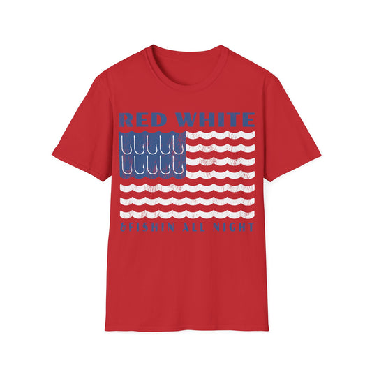 Red White & Fishin All Night T-Shirt