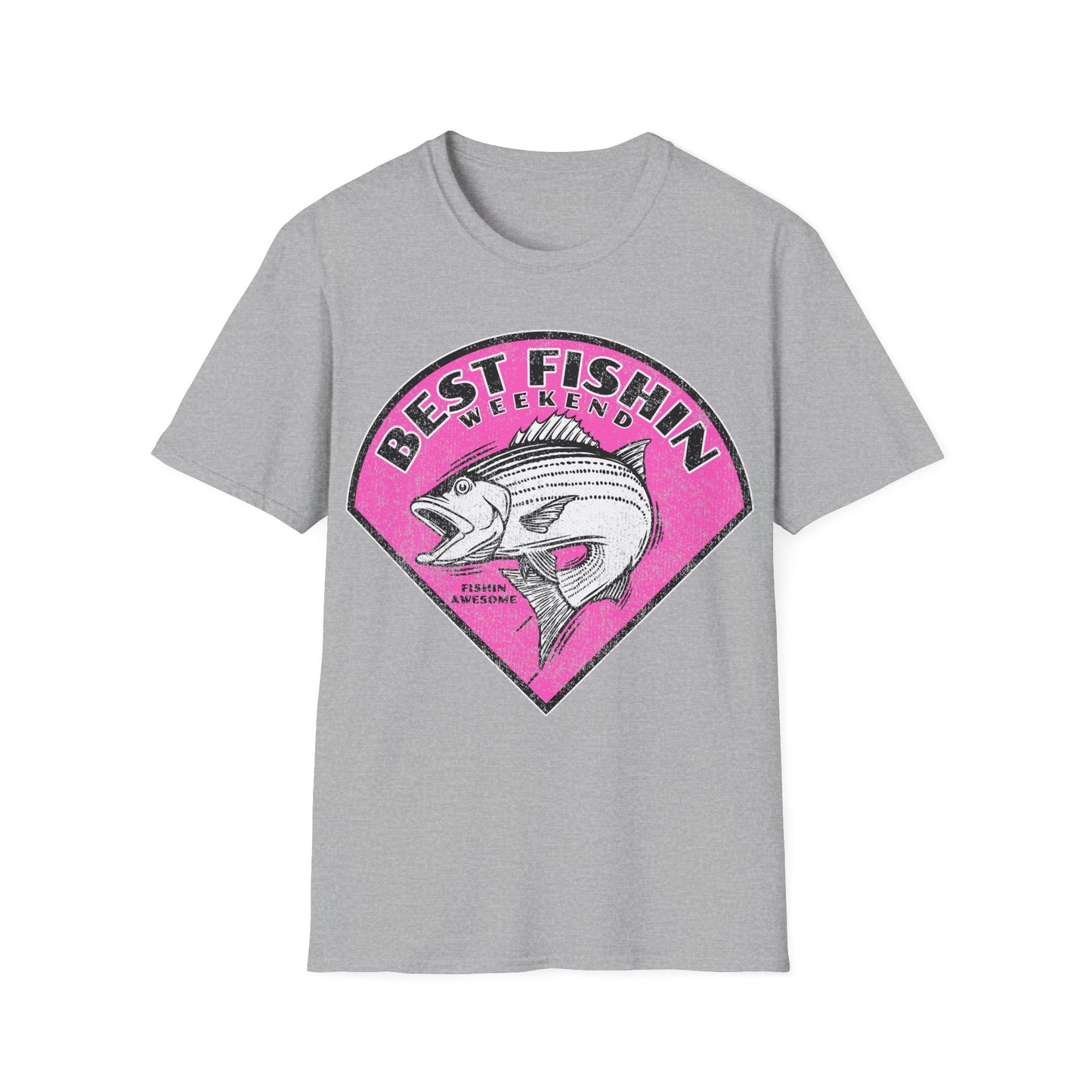 Best Fishin Weekend Striped Bass Pink T-Shirt