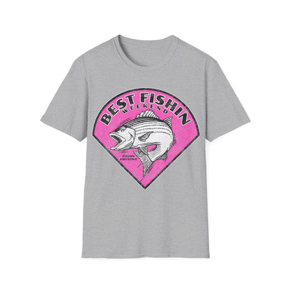Best Fishin Weekend Striped Bass Pink T-Shirt