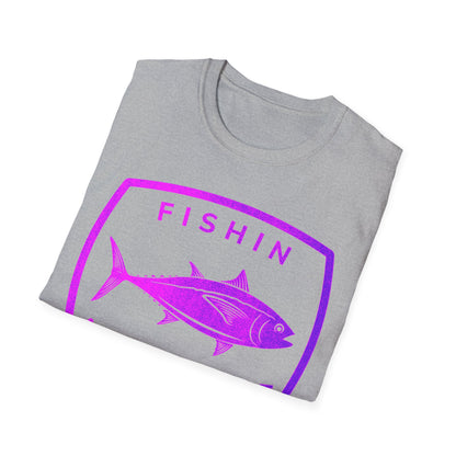 Fishin Awesome Pink Purple Tuna Stamp T-Shirt