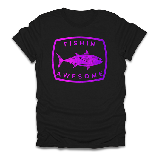 Fishin Awesome Pink Purple Tuna Stamp T-Shirt