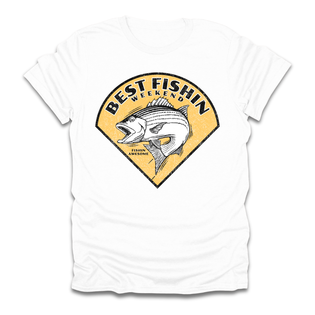 Best Fishin Weekend Striped Bass Yellow T-Shirt