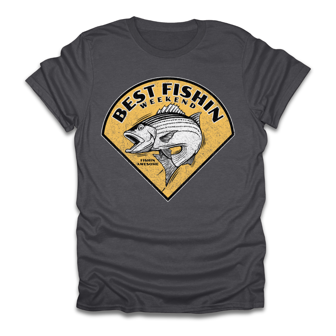 Best Fishin Weekend Striped Bass Yellow T-Shirt