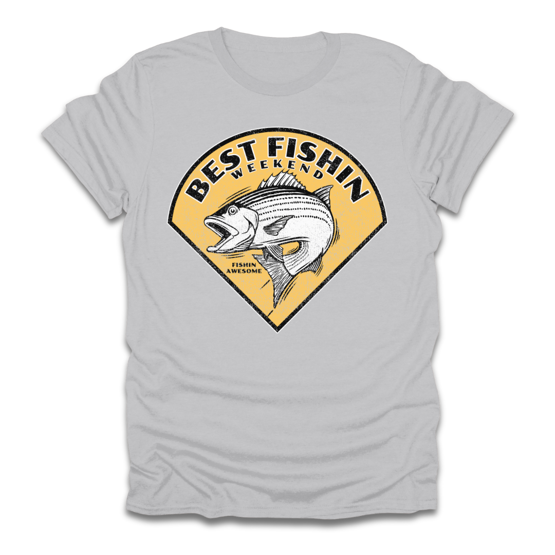 Best Fishin Weekend Striped Bass Yellow T-Shirt