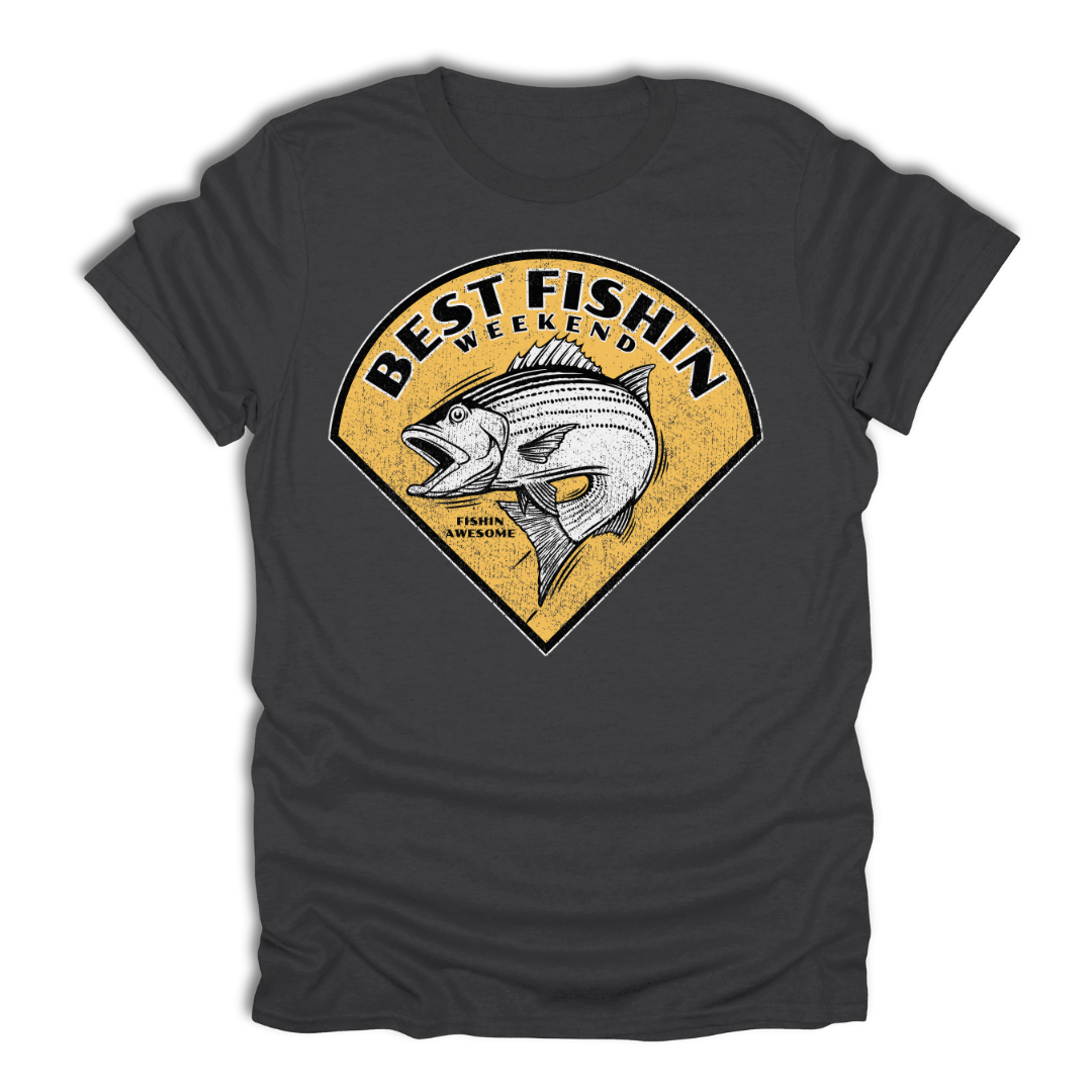 Best Fishin Weekend Striped Bass Yellow T-Shirt