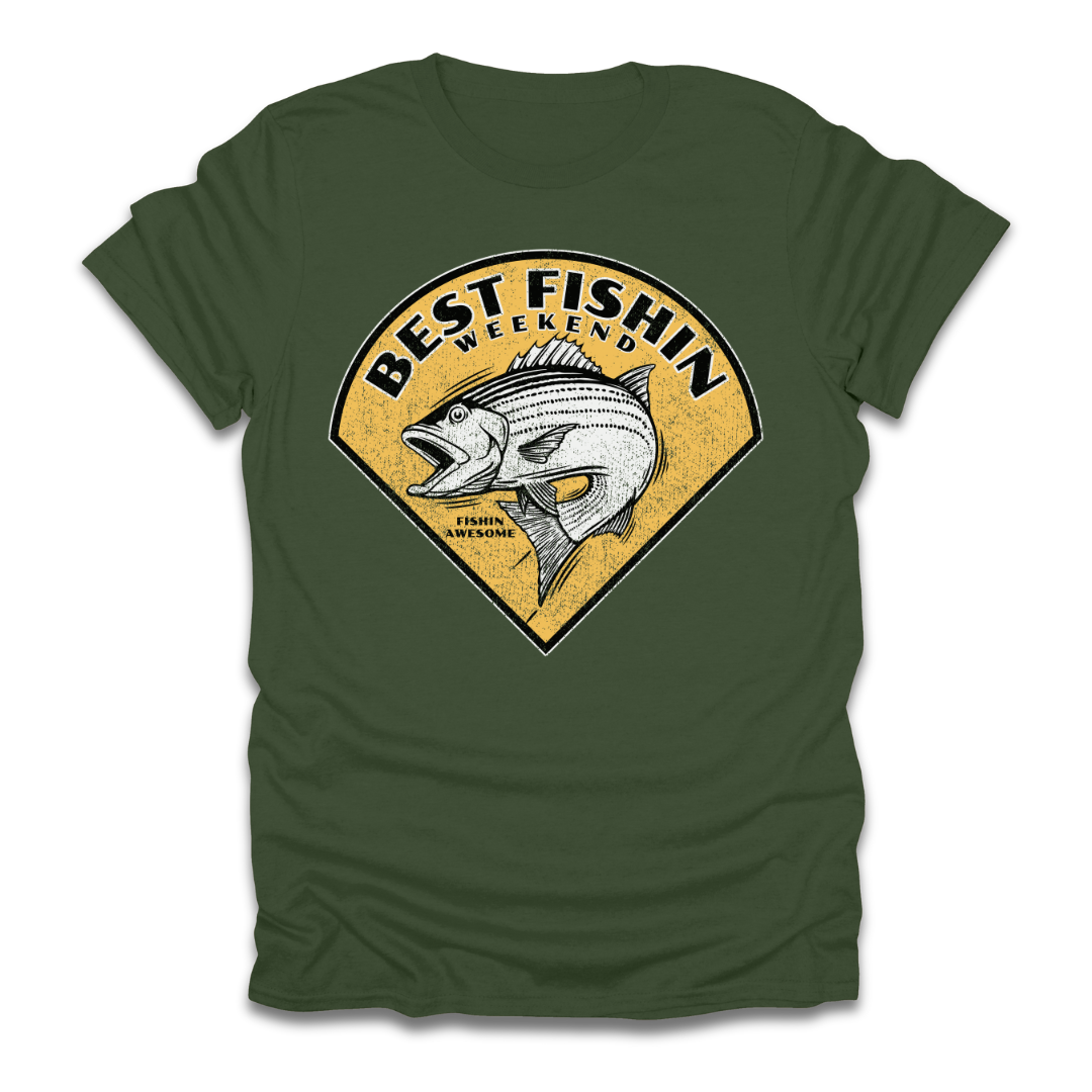 Best Fishin Weekend Striped Bass Yellow T-Shirt