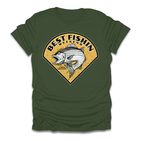 Best Fishin Weekend Striped Bass Yellow T-Shirt