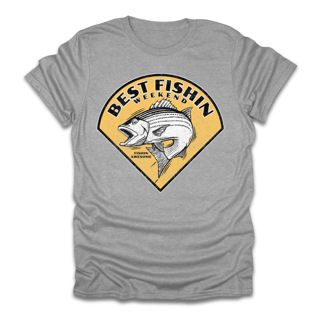 Best Fishin Weekend Striped Bass Yellow T-Shirt