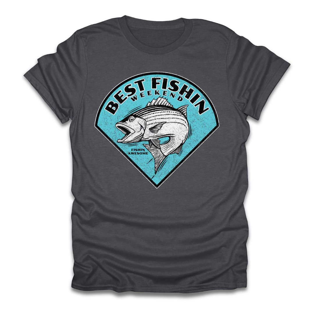 Best Fishin Weekend Striped Bass Blue T-Shirt