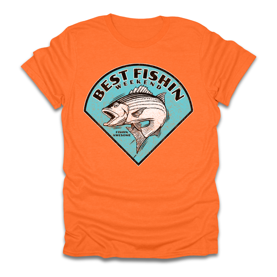 Best Fishin Weekend Striped Bass Blue T-Shirt