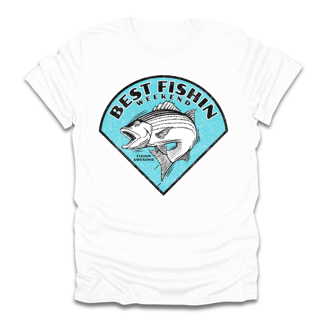 Best Fishin Weekend Striped Bass Blue T-Shirt
