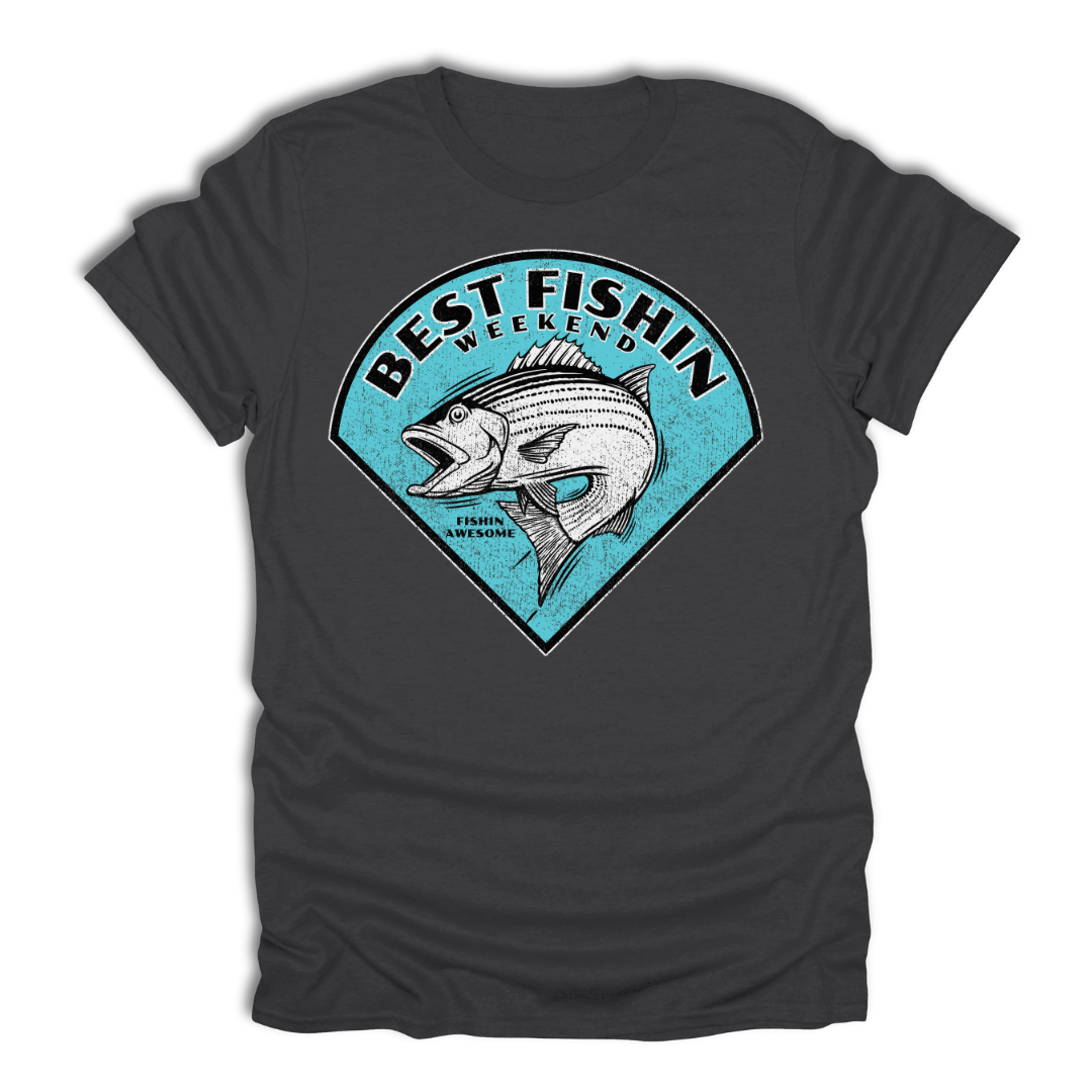 Best Fishin Weekend Striped Bass Blue T-Shirt