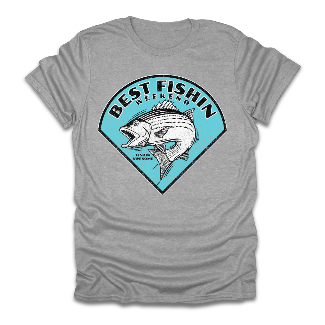Best Fishin Weekend Striped Bass Blue T-Shirt