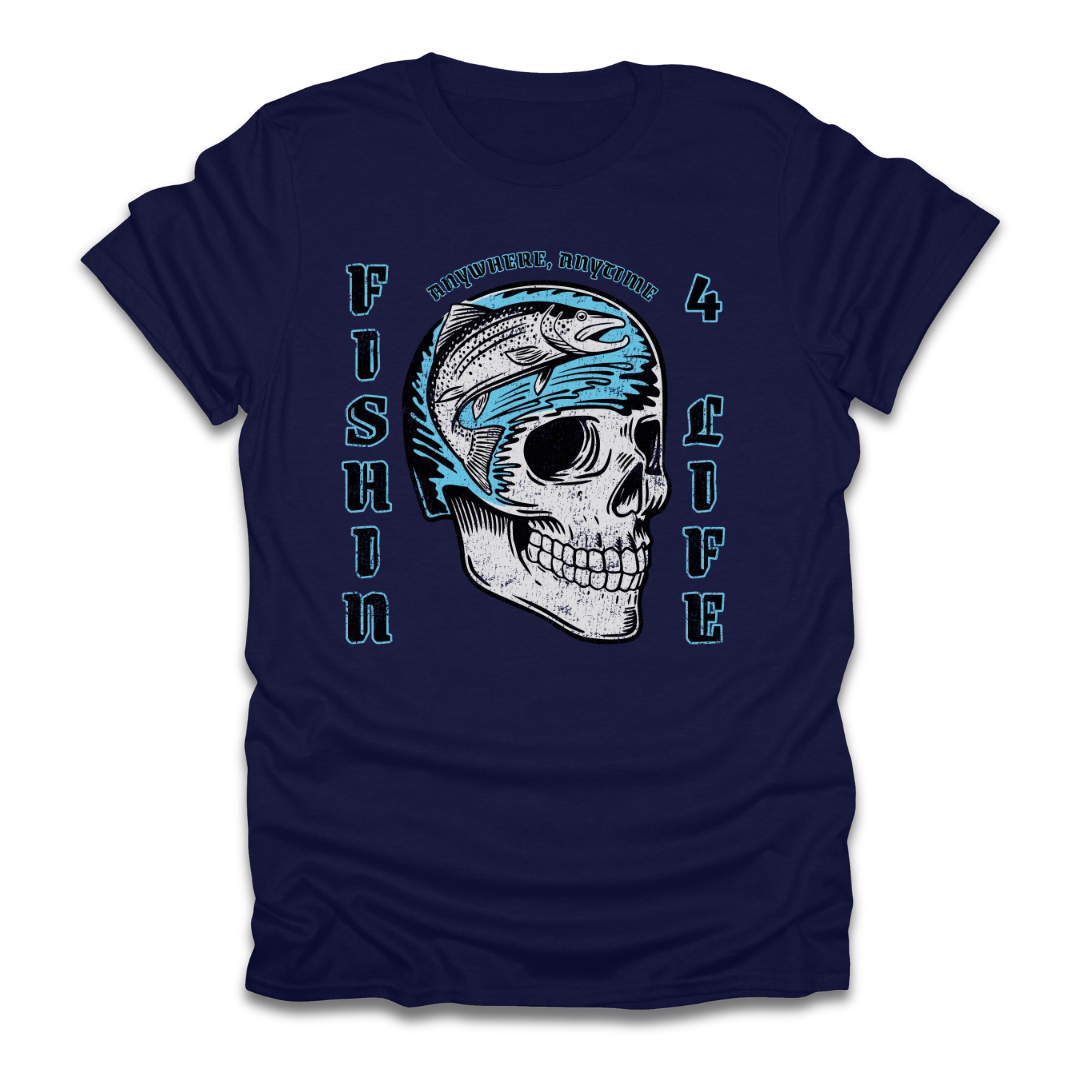 Fishin 4 Life Skull T-Shirt