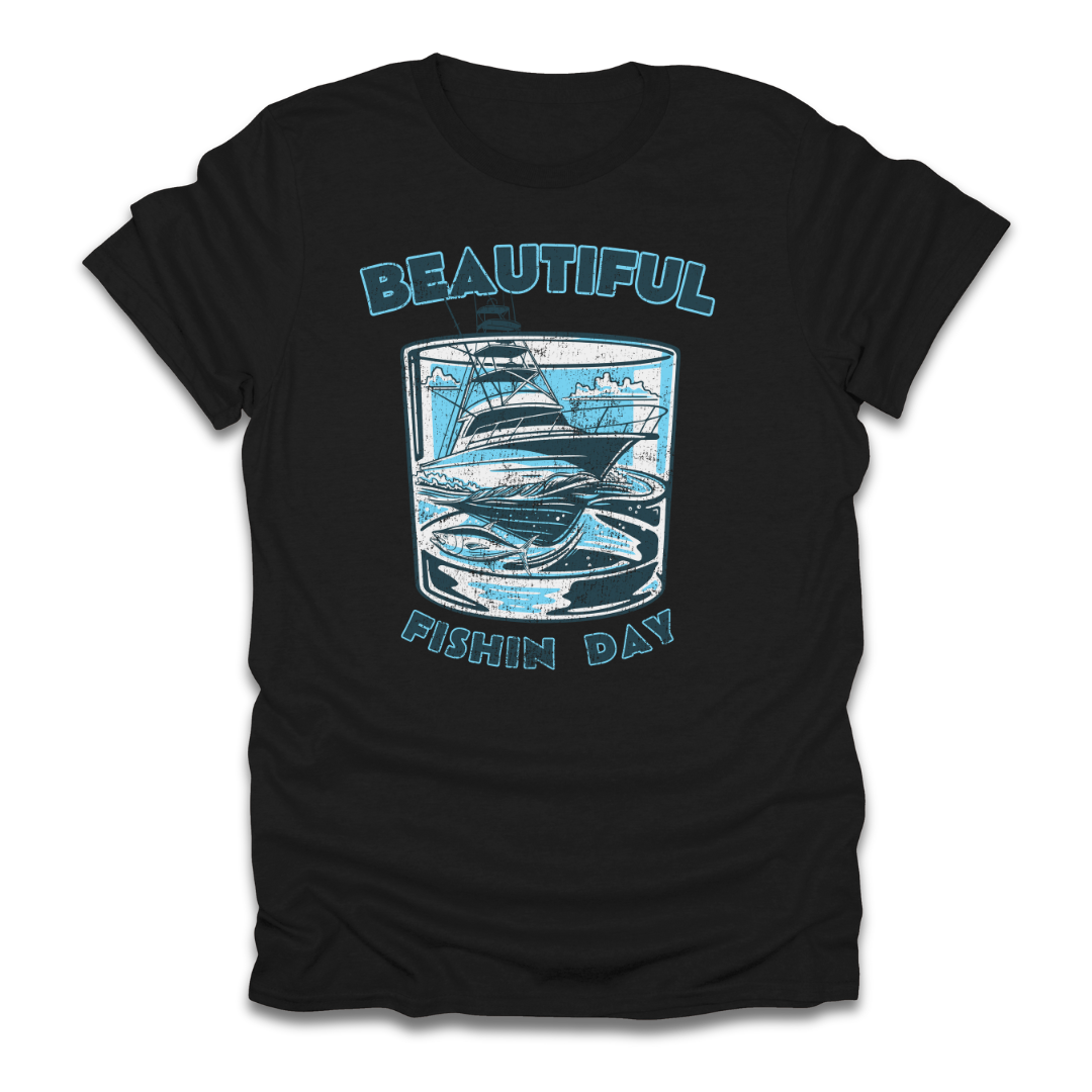 Beautiful Fishin Day Glass Boat T-Shirt