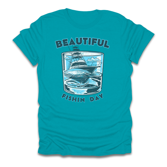 Beautiful Fishin Day Glass Boat T-Shirt