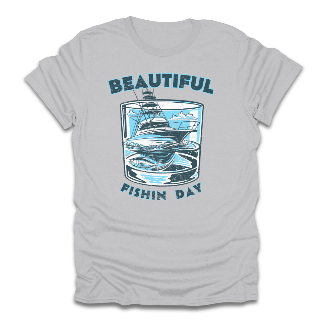 Beautiful Fishin Day Glass Boat T-Shirt