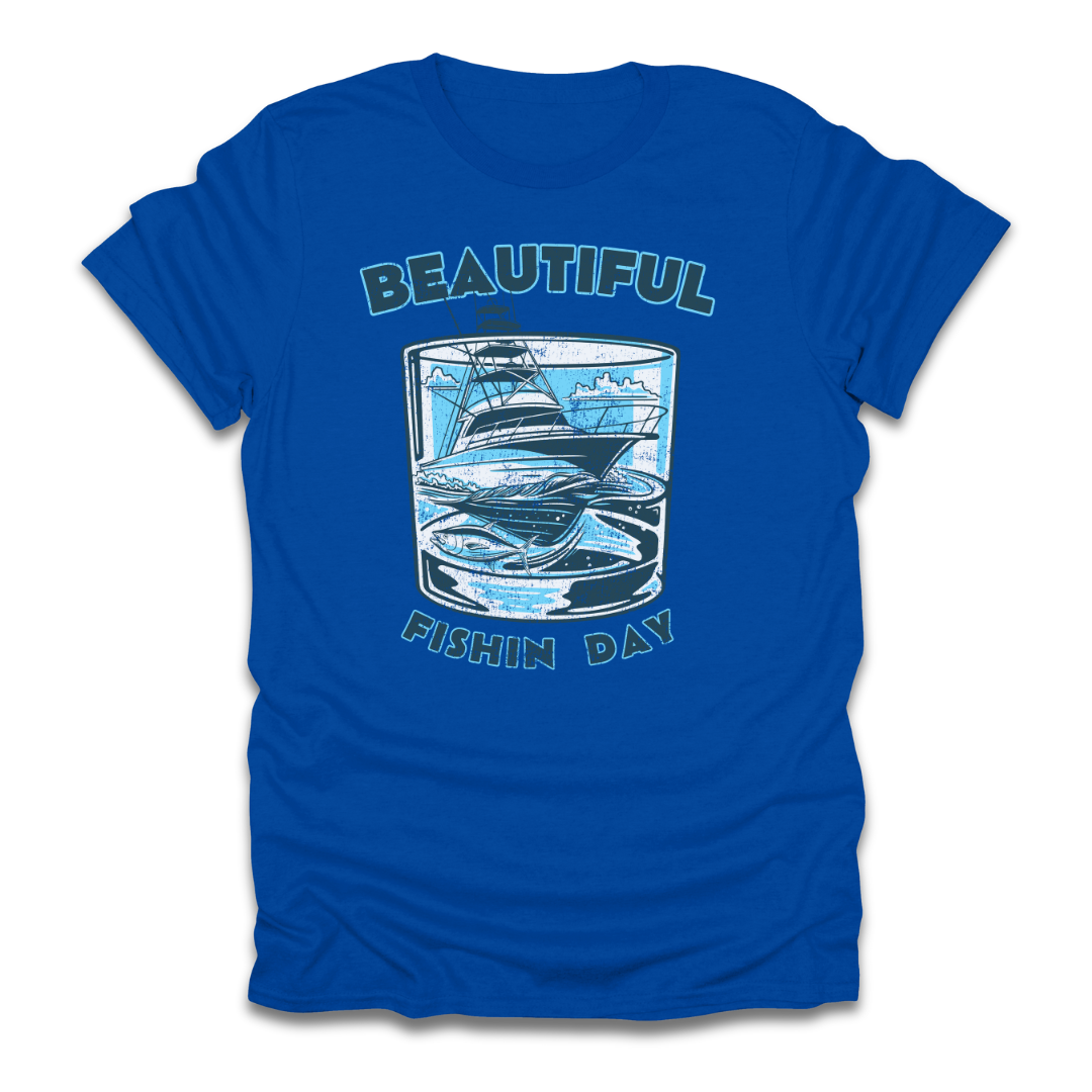 Beautiful Fishin Day Glass Boat T-Shirt