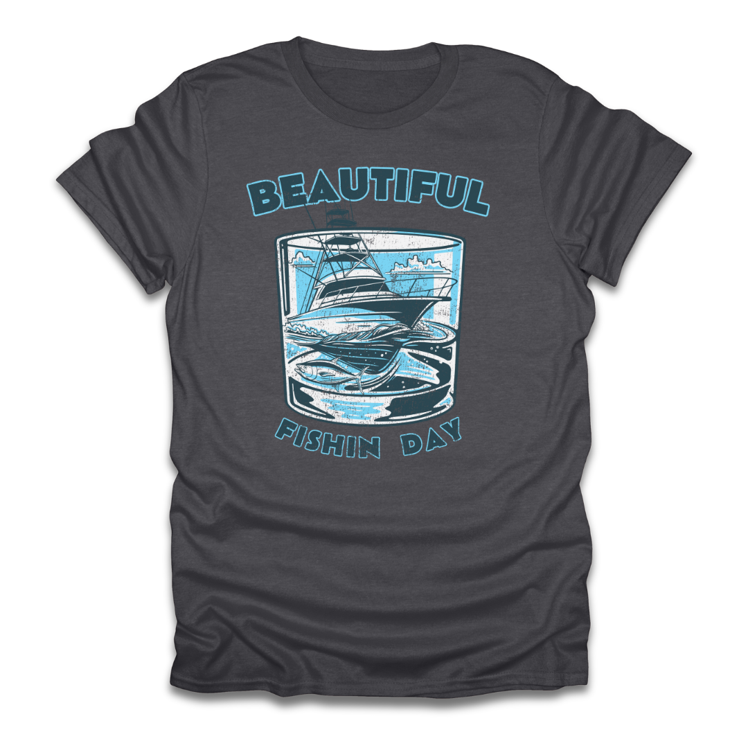 Beautiful Fishin Day Glass Boat T-Shirt