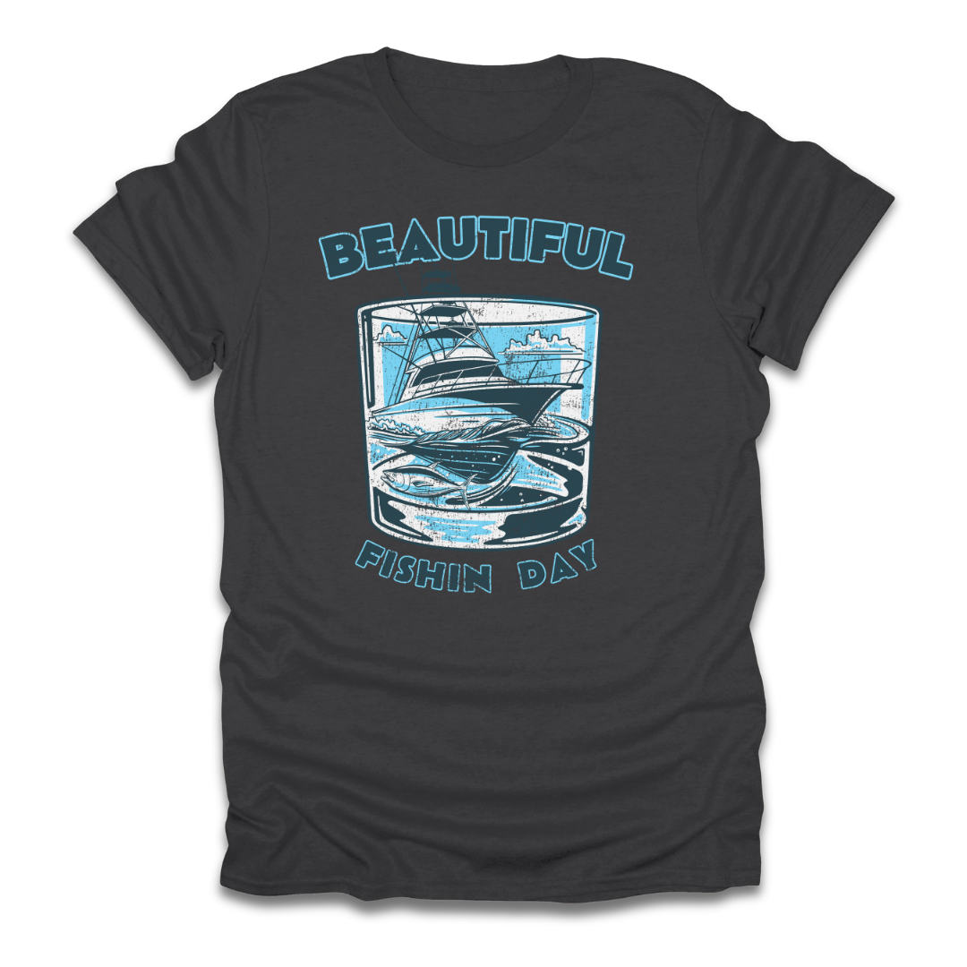 Beautiful Fishin Day Glass Boat T-Shirt