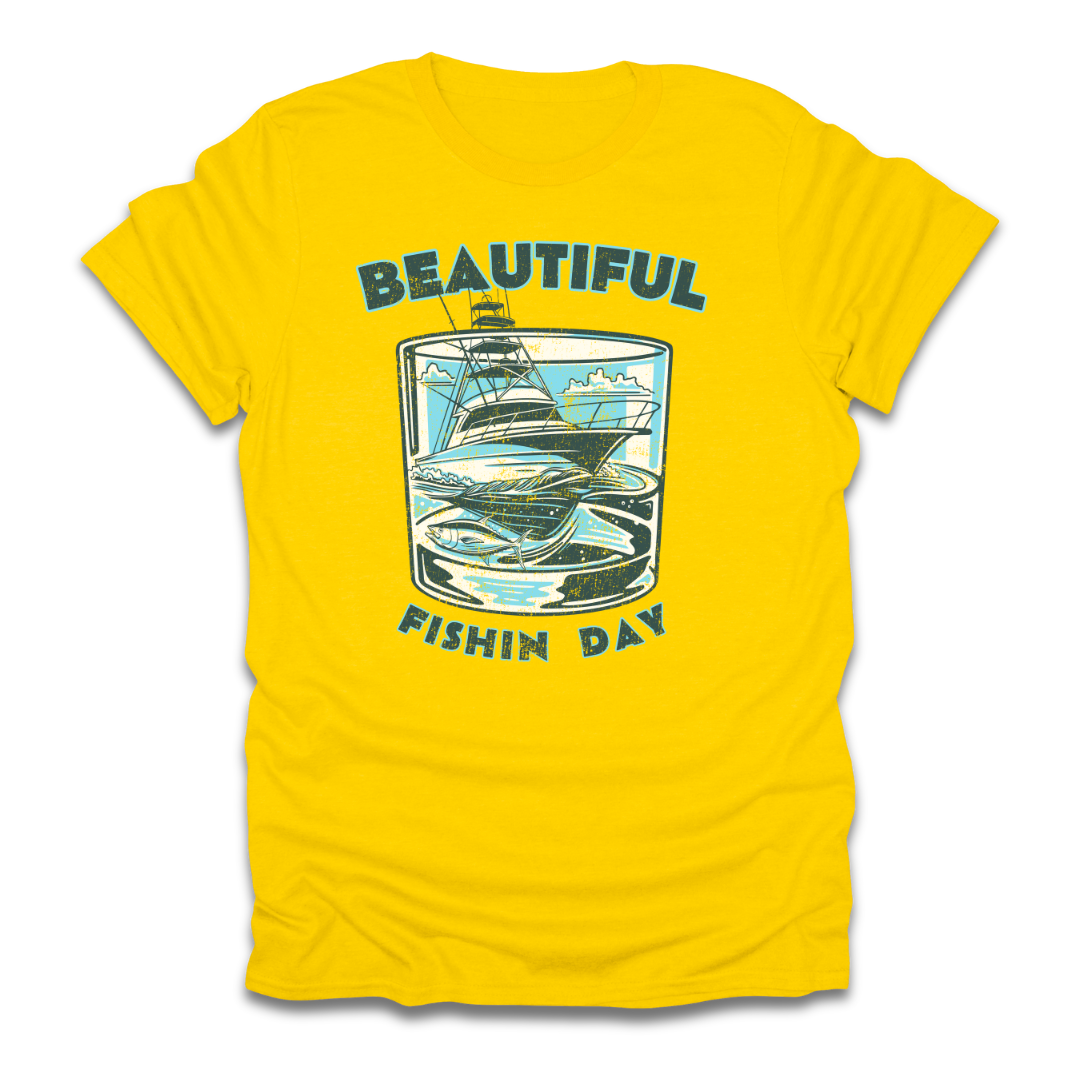 Beautiful Fishin Day Glass Boat T-Shirt