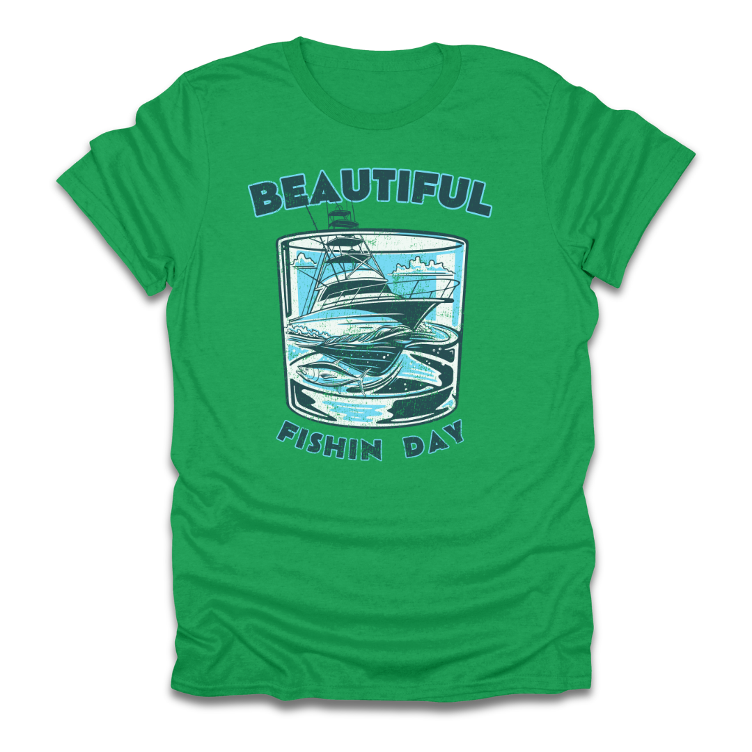 Beautiful Fishin Day Glass Boat T-Shirt