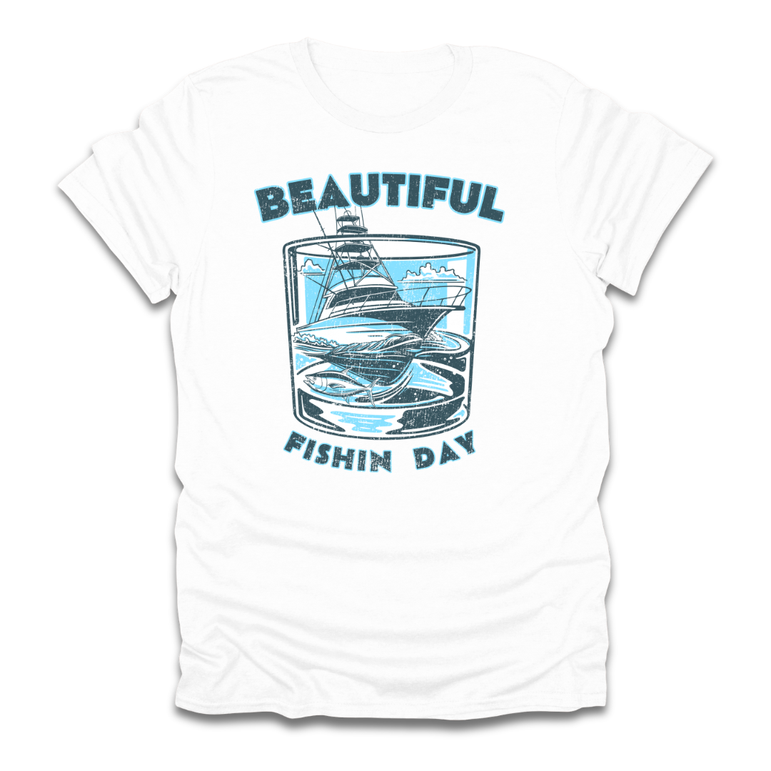 Beautiful Fishin Day Glass Boat T-Shirt