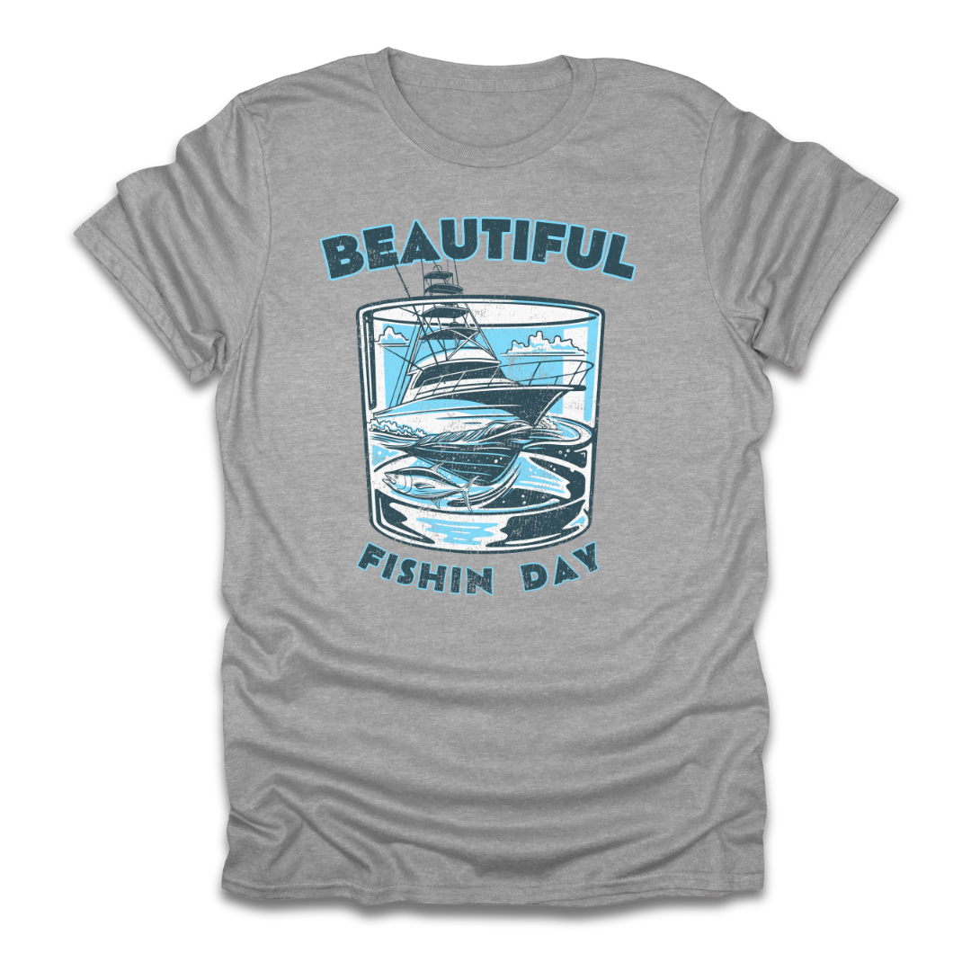 Beautiful Fishin Day Glass Boat T-Shirt