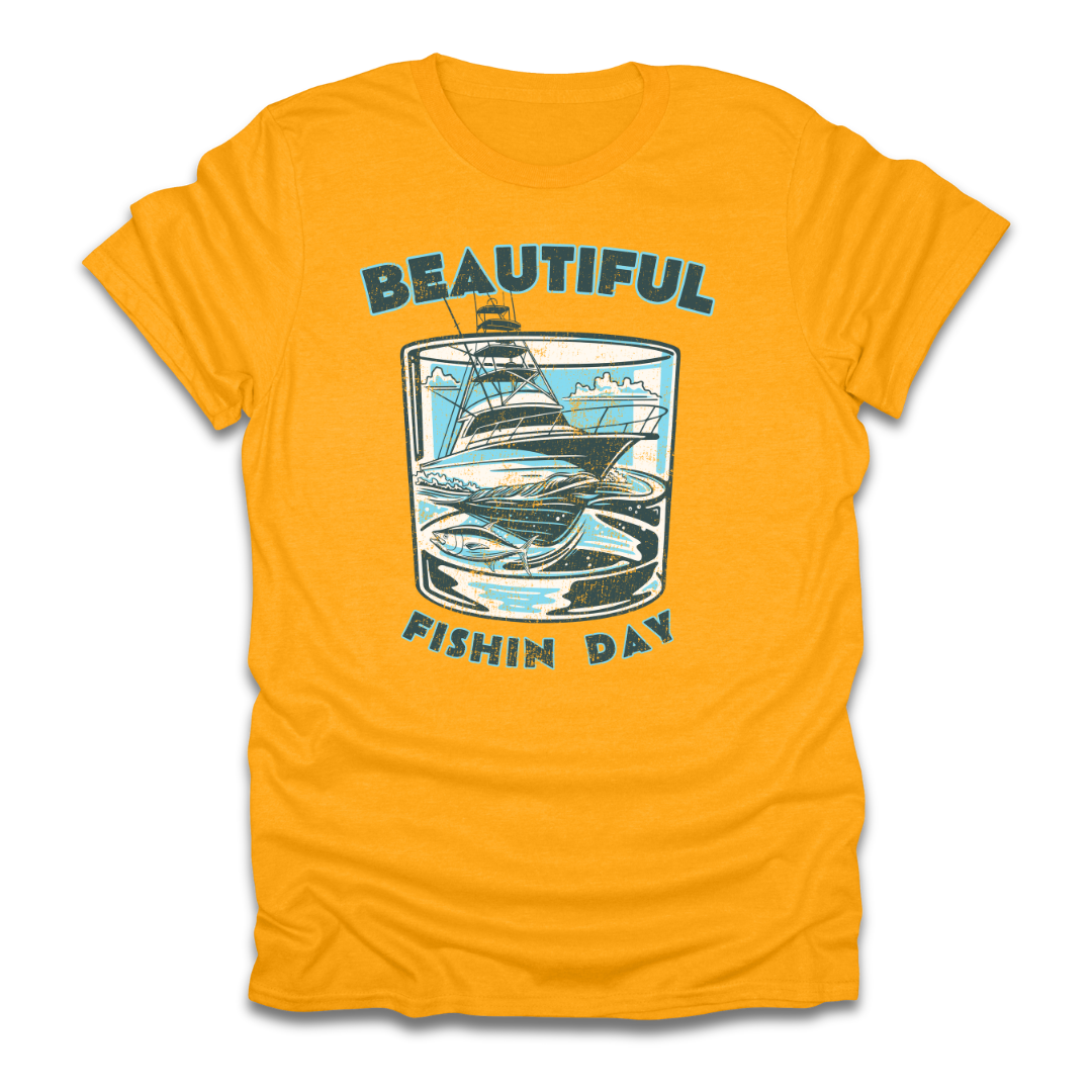 Beautiful Fishin Day Glass Boat T-Shirt