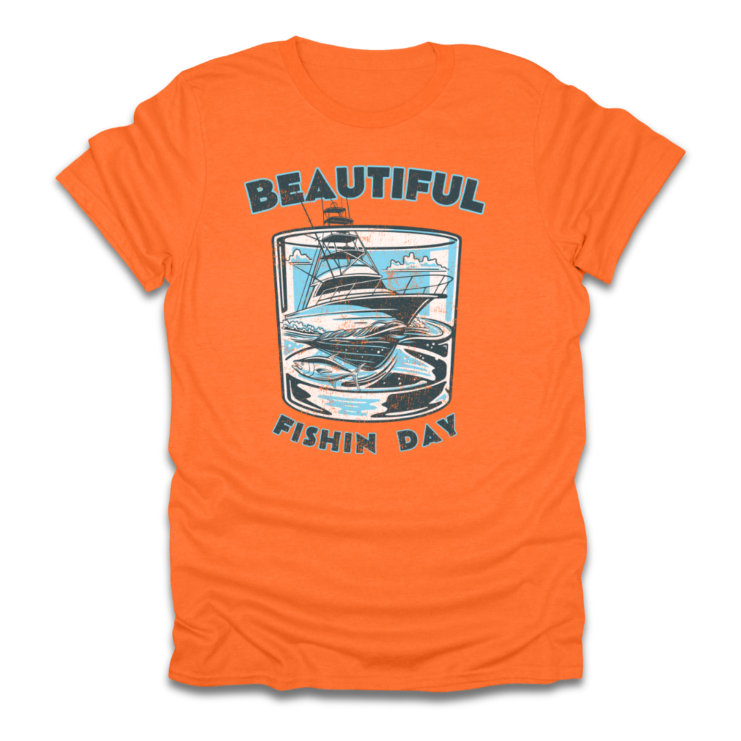 Beautiful Fishin Day Glass Boat T-Shirt