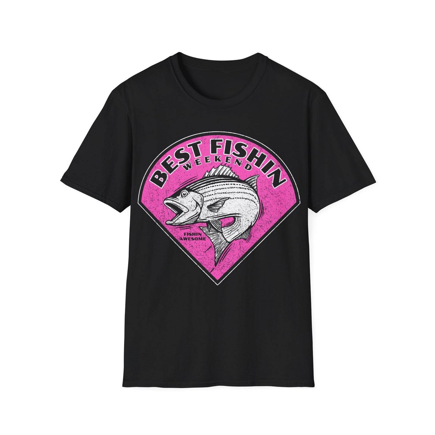 Best Fishin Weekend Striped Bass Pink T-Shirt