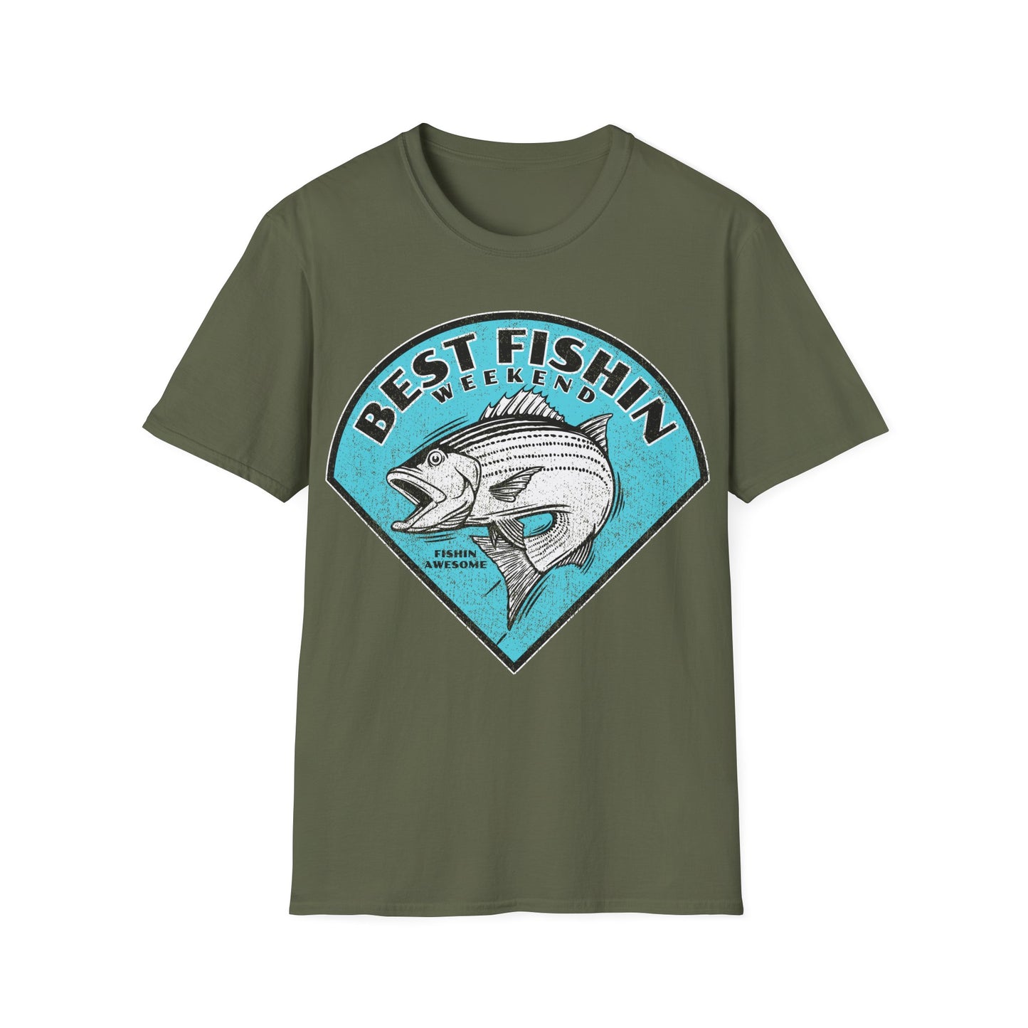 Best Fishin Weekend Striped Bass Blue T-Shirt