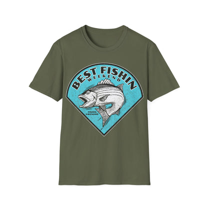 Best Fishin Weekend Striped Bass Blue T-Shirt