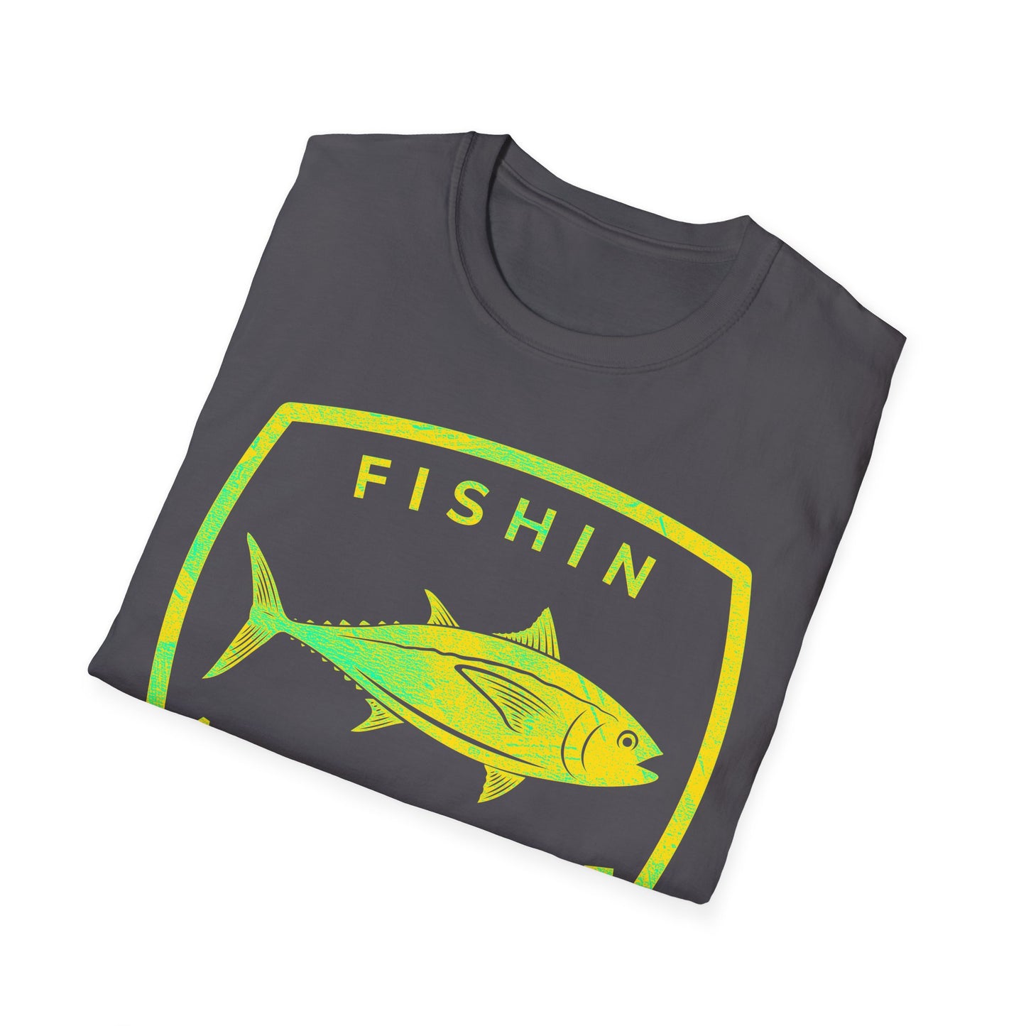 Fishin Awesome Yellow Green Tuna Stamp T-Shirt
