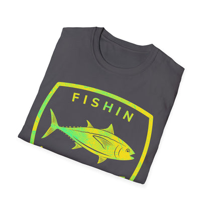 Fishin Awesome Yellow Green Tuna Stamp T-Shirt